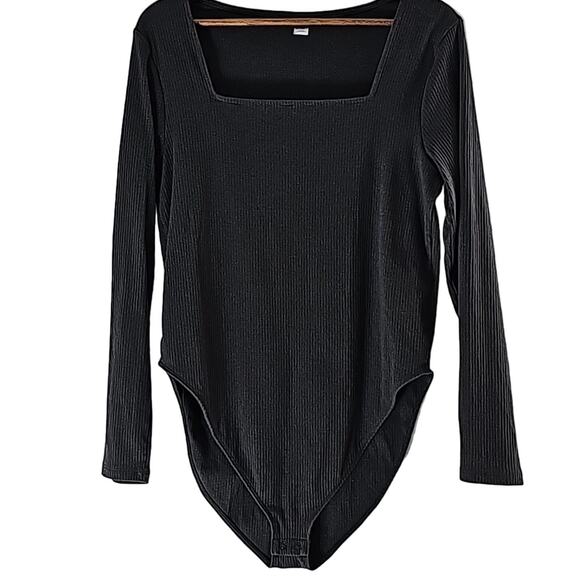Old Navy Womens Sz XXL Grey Square Neck Ribbed Fairy Grunge Bodysuit Top - Picture 1 of 12